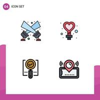 Universal Icon Symbols Group of 4 Modern Filledline Flat Colors of flashlight find disco light sign ok Editable Vector Design Elements