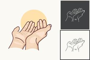 ilustración de manos orando vector