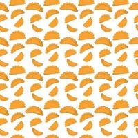 seamless pattern of hand drawn empanada or fried pie snack illustration. Typical Latino America and spanish fast food. Empanada in cartoon style vector