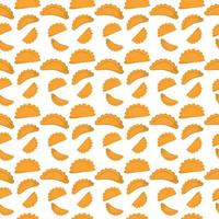 seamless pattern of hand drawn empanada or fried pie snack illustration. Typical Latino America and spanish fast food. Empanada in cartoon style vector