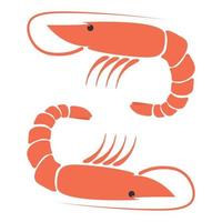 Shrimp seafood. Isolated shrimp on white background. Logo. Prawns vector
