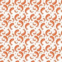 Shrimp seafood seamless pattern. Isolated shrimp on white background. Logo. Prawns vector