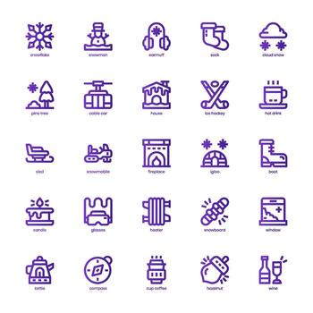 paquete de iconos de invierno para su sitio web, móvil, presentación y diseño de logotipo. diseño de degradado de línea básica de icono de invierno. ilustración de gráficos vectoriales y trazo editable. vector