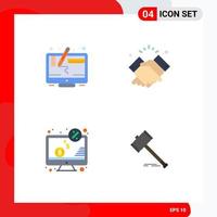 Flat Icon Pack of 4 Universal Symbols of computer computer screen hand money Editable Vector Design Elements