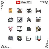 16 iconos creativos signos y símbolos modernos de personas cama policía átomo ciencia elementos de diseño de vectores creativos editables