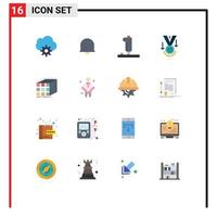 Universal Icon Symbols Group of 16 Modern Flat Colors of cube abstract game trophy star Editable Pack of Creative Vector Design Elements