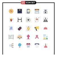 25 User Interface Flat Color Pack of modern Signs and Symbols of board game accountant sport finish Editable Vector Design Elements