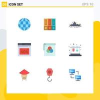 Mobile Interface Flat Color Set of 9 Pictograms of brusher error page folders error mountain Editable Vector Design Elements