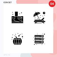 Pictogram Set of 4 Simple Solid Glyphs of fish sunbathe therapy chair china Editable Vector Design Elements