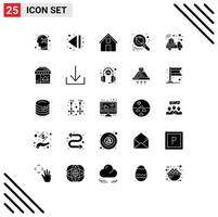 Universal Icon Symbols Group of 25 Modern Solid Glyphs of delivery science contact us research astronomy Editable Vector Design Elements