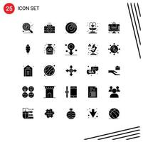 25 Thematic Vector Solid Glyphs and Editable Symbols of online store online dvd bag life Editable Vector Design Elements