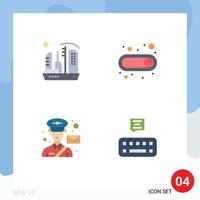 Modern Set of 4 Flat Icons and symbols such as city mail dome switch post Editable Vector Design Elements