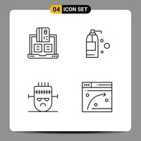 Set of 4 Modern UI Icons Symbols Signs for banking horror notebook detergent mask Editable Vector Design Elements