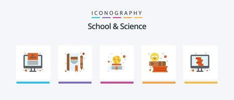 paquete de iconos de 5 planos de escuela y ciencia que incluye diccionario. conocimiento. libro. educación. libros. diseño de iconos creativos vector