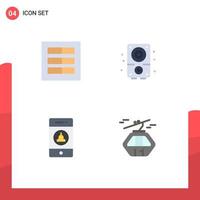 User Interface Pack of 4 Basic Flat Icons of design notification ui multimedia warning Editable Vector Design Elements