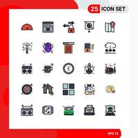 Universal Icon Symbols Group of 25 Modern Filled line Flat Colors of marker location lock trade marketing Editable Vector Design Elements