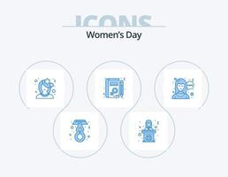 Womens Day Blue Icon Pack 5 Icon Design. chat. woman. avatar. profile. woman vector