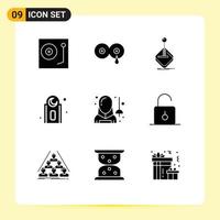 Set of 9 Modern UI Icons Symbols Signs for fencing muslim mother mosque joystick Editable Vector Design Elements