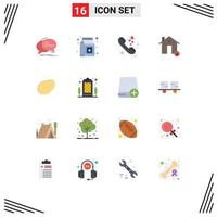 Universal Icon Symbols Group of 16 Modern Flat Colors of patato lock call house buildings Editable Pack of Creative Vector Design Elements