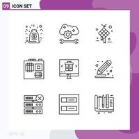 9 Universal Outlines Set for Web and Mobile Applications buy hardware cloud sync settings computer design Editable Vector Design Elements