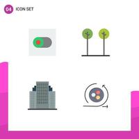 Pack of 4 creative Flat Icons of control building eco plant modeling Editable Vector Design Elements