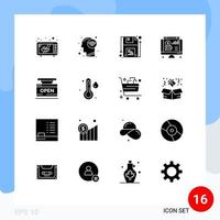 16 Solid Glyph concept for Websites Mobile and Apps store open guarder chart online Editable Vector Design Elements