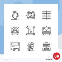 9 User Interface Outline Pack of modern Signs and Symbols of history cakes grid cake baked Editable Vector Design Elements