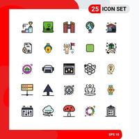 25 User Interface Filled line Flat Color Pack of modern Signs and Symbols of house costs city budget globe Editable Vector Design Elements