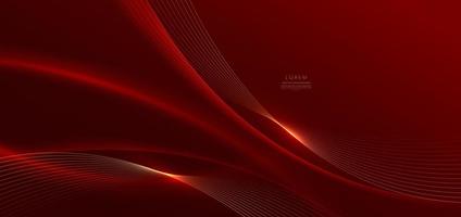 Abstract 3d curved red shape on red background with lighting effect and sparkle with copy space for text. vector