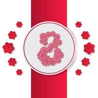 8 march flower red background vector