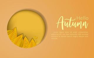 hola otoño, fondo de hojas de otoño degradado dorado, cartel decorativo de fondo de temporada de otoño banner de sitio web vector