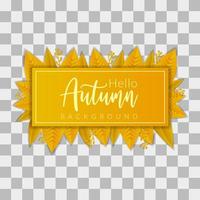 hola otoño, fondo de hojas de otoño degradado dorado, cartel decorativo de fondo de temporada de otoño banner de sitio web vector