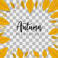 Hello autumn , autumn leaves background gold gradient , fall season background decorative poster website banner vector