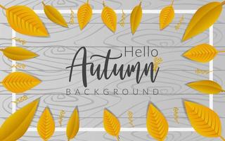 Hello autumn , autumn leaves background gold gradient , fall season background decorative poster website banner vector