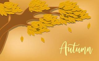 Hello autumn , autumn leaves background gold gradient , fall season background decorative poster website banner vector