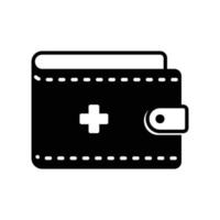 Medical expenses icon for health care in hospital represented by wallet and plus sign vector