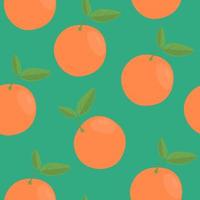 Bright seamless pattern with orange fruits on a green background vector