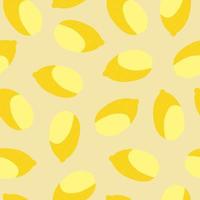 Seamless pattern with lemon fruits on a light yellow background in vector
