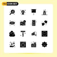 Solid Glyph Pack of 16 Universal Symbols of view eye atm dollar fire Editable Vector Design Elements