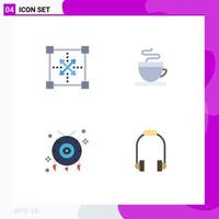 Set of 4 Vector Flat Icons on Grid for coding cultures programing hot western Editable Vector Design Elements