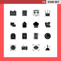 User Interface Pack of 16 Basic Solid Glyphs of interface download disco down event Editable Vector Design Elements