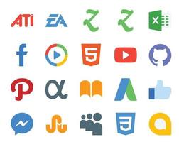 20 Social Media Icon Pack Including like ibooks video app net github vector