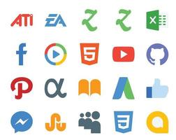 20 Social Media Icon Pack Including like ibooks video app net github vector