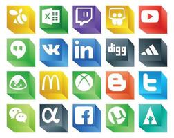 20 Social Media Icon Pack Including wechat twitter linkedin blogger mcdonalds vector