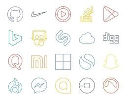 20 Social Media Icon Pack Including xiaomi quora google play digg shazam vector