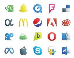 20 Social Media Icon Pack Including meta opera adobe brightkite viddler vector