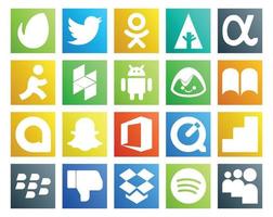20 Social Media Icon Pack Including dislike google analytics android quicktime snapchat vector