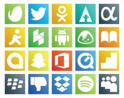 20 Social Media Icon Pack Including dislike google analytics android quicktime snapchat vector