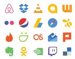 20 Social Media Icon Pack Including inbox smugmug pepsi tinder browser vector