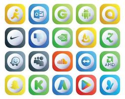 20 Social Media Icon Pack Including snapchat teamviewer feedburner music soundcloud vector